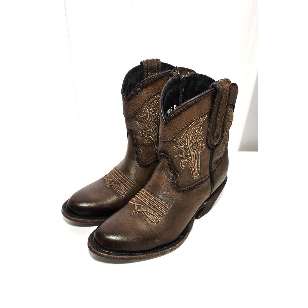 JB DILLON brown short Ankle Boot Cowboy Size 5 Boho Festival Western Excellent